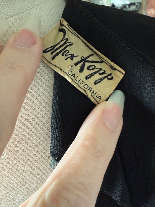 Sexy 1940's Black Rayon Evening Dress by Max Kopp California / SM