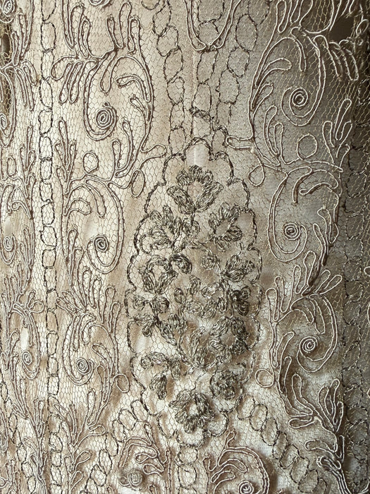 Ghostly 1920's Metallic Embroidered Net Flapper Dress AS-IS / S