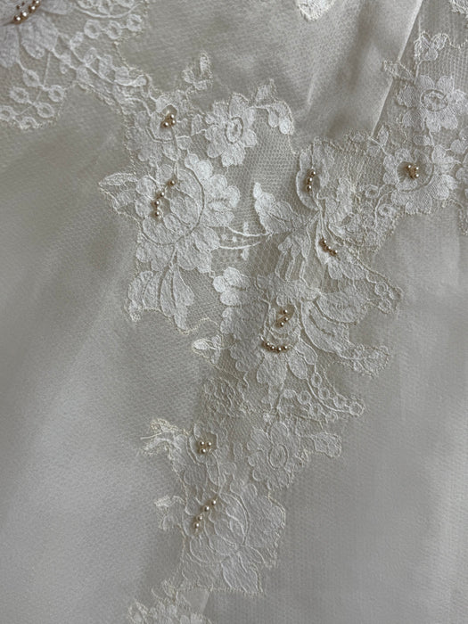 Fairytale 1950's Silk Organza Wedding Gown With Lace & Pearls / XS