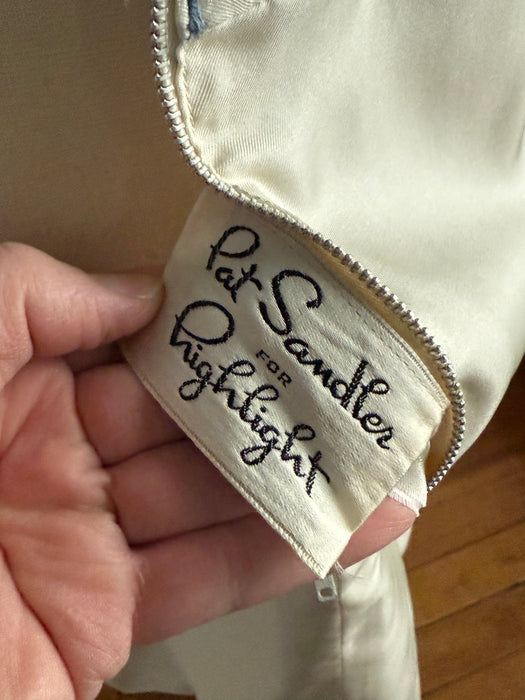 Glamorous Late 1950s Pat Sandler for Highlight Sequin-Embroidered Silk Cocktail Dress / SM