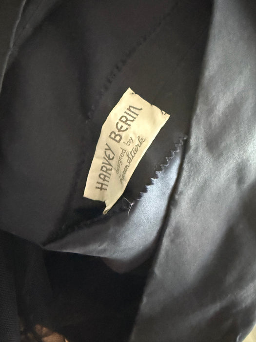 Exquisite 1950's Harvey Berin Demi Couture Navy Silk Cocktail Dress With Original Tags / M