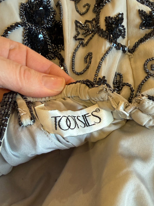 Stunning 1990s Silk Evening Gown With Art Nouveau Glass Beading / SM