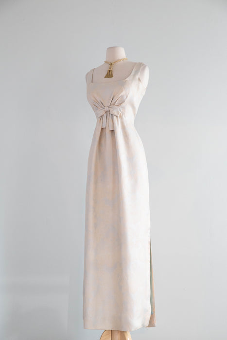 Elegant 1960’s Baroque Print Silk Evening Gown From Saks Fifth Ave. / Small