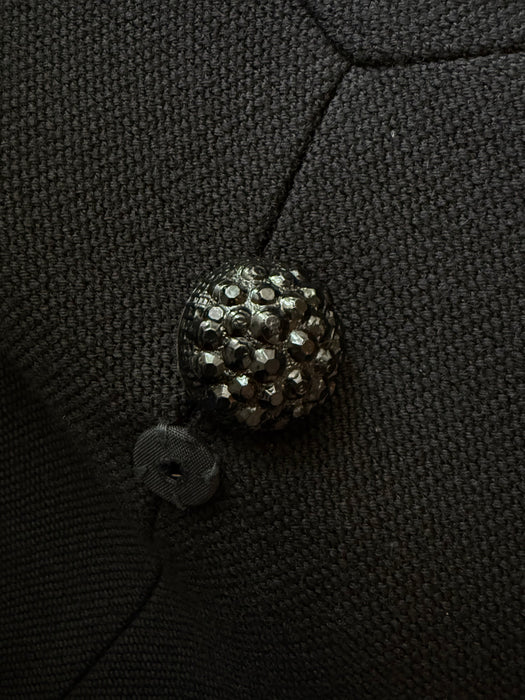 Iconic 1960's Hovland Swanson Black Wool Coat With Soutache  / M