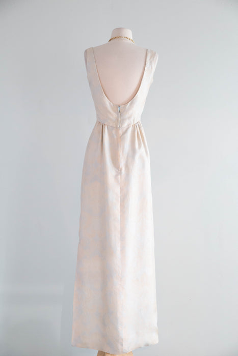 Elegant 1960’s Baroque Print Silk Evening Gown From Saks Fifth Ave. / Small