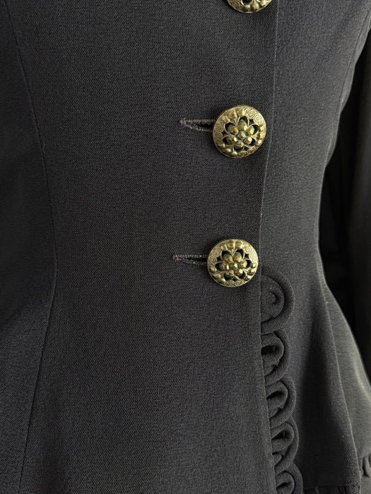 Impeccable 1940's Navy Blue Suit By International Fashion New York / S