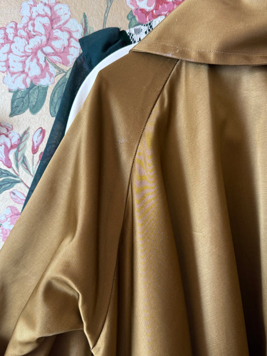 Dramatic 1950’s Goldenrod Brushed Satin Swing Coat / SM