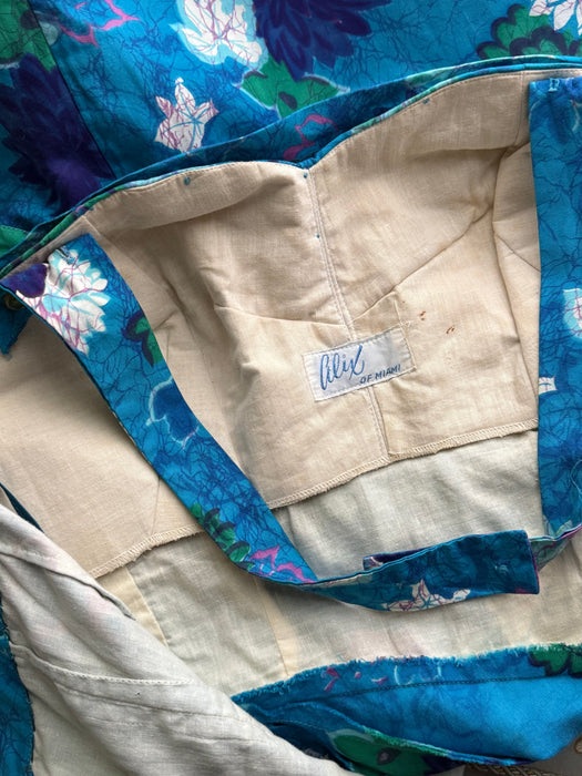 Fabulous Late 1950's Miami Bombshell Cotton Sarong Sun Dress By Alix of Miami / M