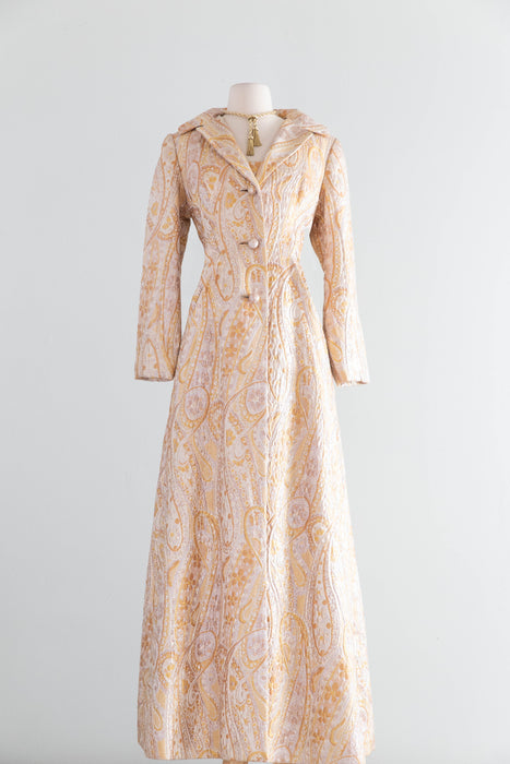 Spectacular 1960’s Arnold Scaasi Gold Brocade Evening Gown and Maxi Coat / M