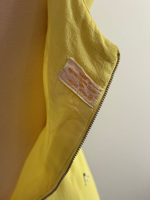 Stunning 1960's Beaded Silk Cocktail Dress In Lemon Meringue / M
