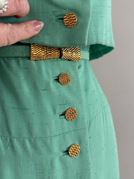 Impossibly Chic 1960's Seafoam Green Evening Dress By Mollie Parnis New York / M