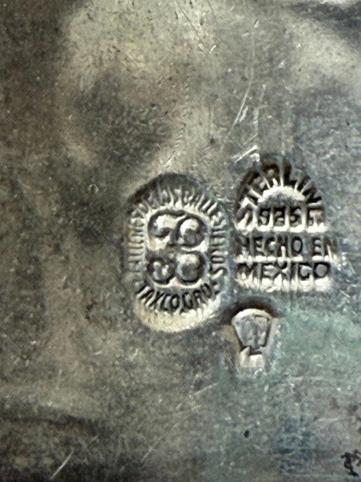 Gorgeous Vintage Wide 1950’s Sterling Silver Bracelet By Talleres De Los Ballestros Mexico