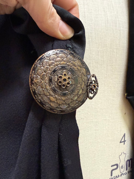 Magnificent 1920s Navy Wool Gabardine Evening Coat with Silk Lining and Fringe Trim / OS