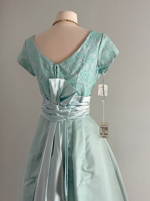 Classic Late 1950's Tiffany Blue Party Dress New With Tags By Kay Selig / M