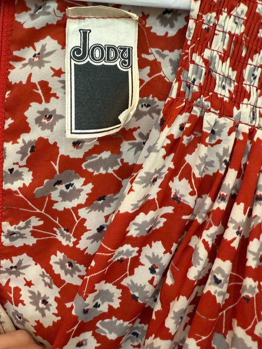 Romantic 1970's Flutter Sleeve Floral Wrap Style Day Dress / SM