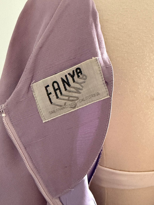 Glamorous 1950’s Lavender Silk Cocktail Dress By Fanya / S