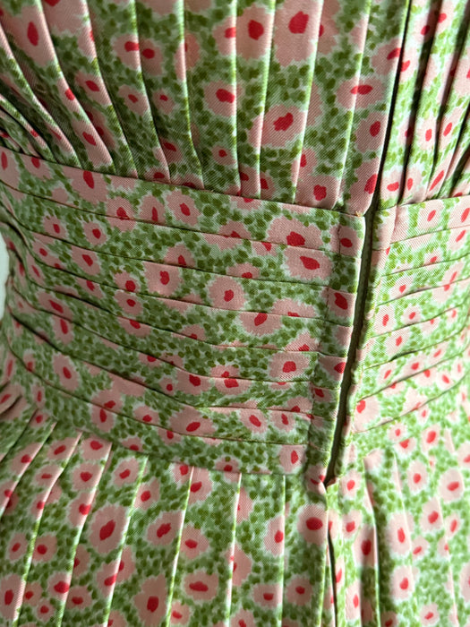 Extraordinary 1950's Traina- Norell Knife Pleated Silk Floral Print Dress / M