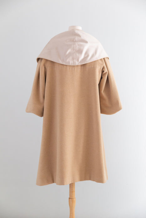 Fabulous Late 1950’s Cashmere Coat and Matching Silk Dress Set / SM