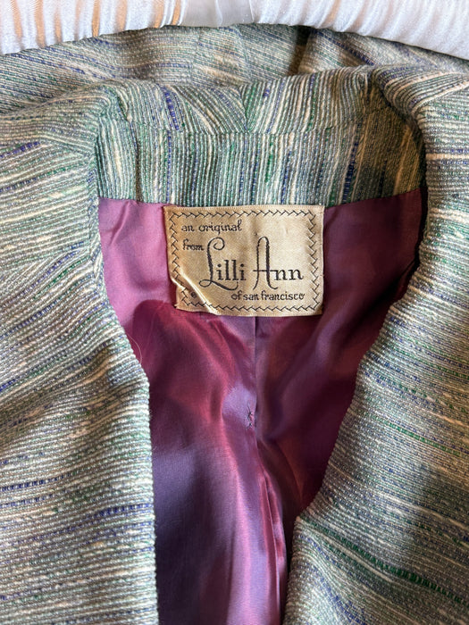 Rare! Early 1950's Lilli Ann New Look Princess Coat in Metallic Gold Tweed / S