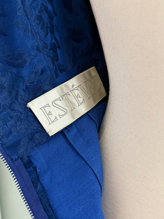 Stunning Late 1950's Sapphire Blue Cocktail Dress By Estevez / S