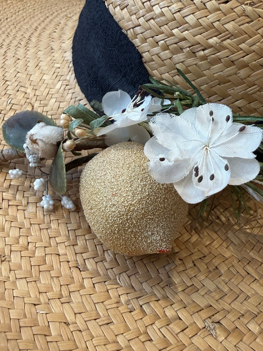 Vintage “La Mouche” Wide Brim Straw Sun Hat with Lemon & Fly
