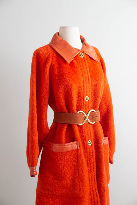 Iconic 1960’s Bonnie Cashin Coat in Persimmon Wool / ML