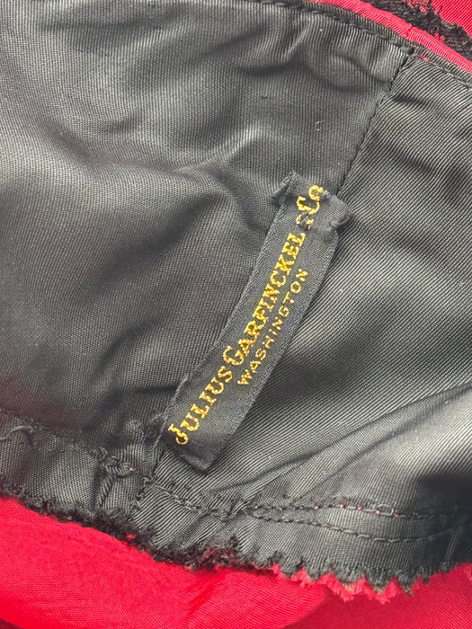 Stunning 1950's Peggy Hunt Cherry Red Silk Party Dress With Chantilly Lace / M