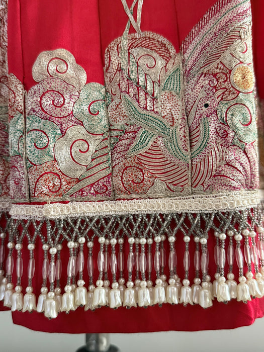 Spectacular Chinese Silk Wedding Skirt With Dragon & Phoenix Metallic Embroidery / SM