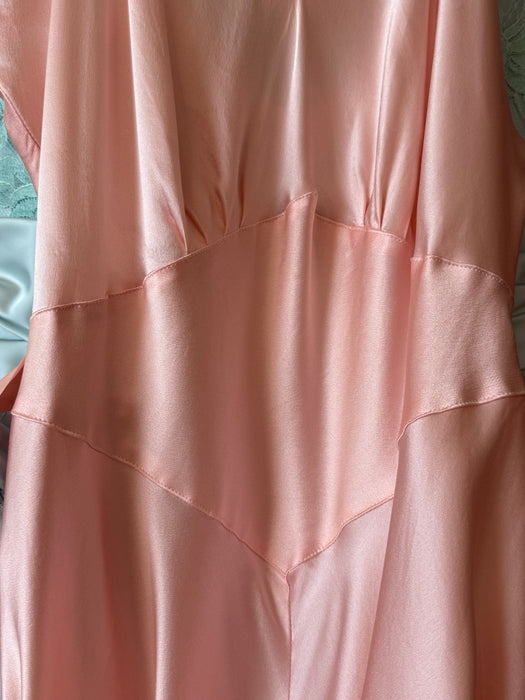 Luminous 1930's Inspired Silk Charmeuse Slip Dress In Ballet Pink / ML