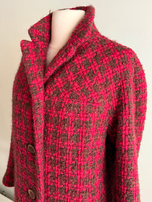 Gorgeous 1960's Crimson & Cocoa Wool Boucle' Jacket / M