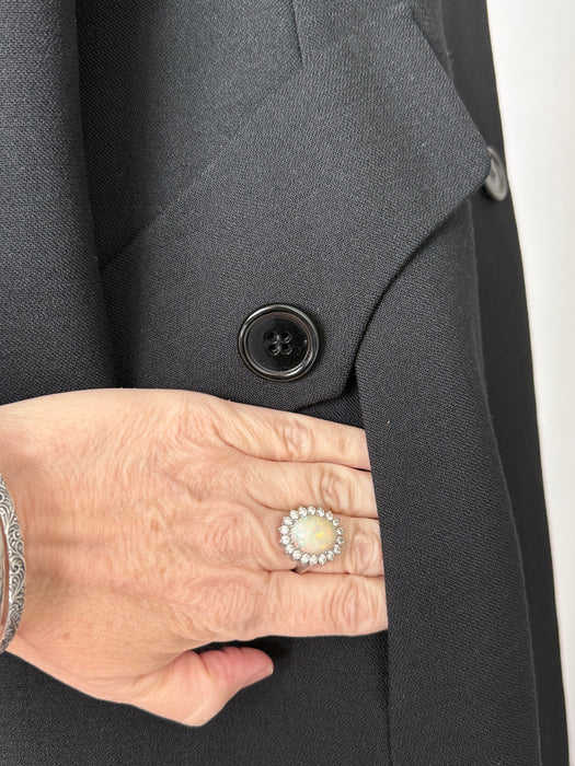 Impeccable 1960's Black Wool Coat With Velvet Collar From Joseph Stein / M