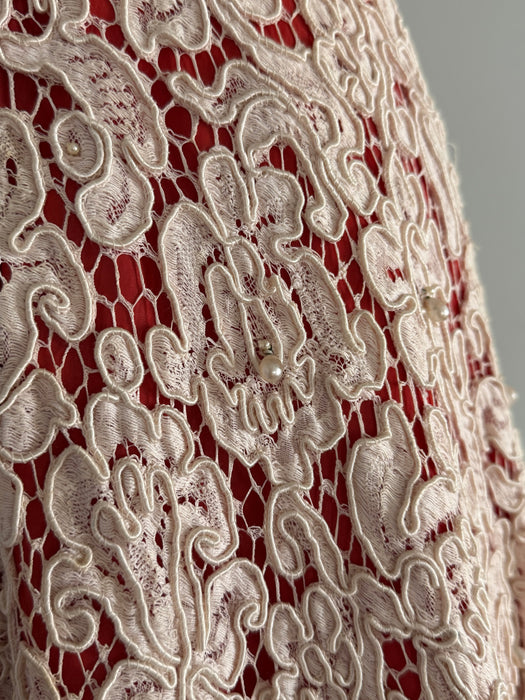 Gorgeous 1950's Maxwell Shieff Beverly Hills Lace Cocktail Dress / M