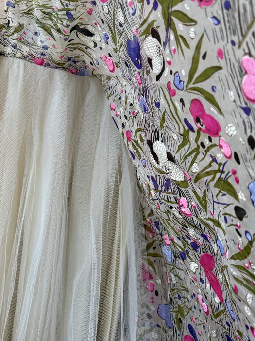 Ethereal 1950's Paper Silk Summer Floral Print Party Dress / Small