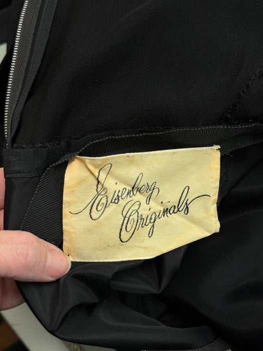 Sophisticated Early 1950’s Eisenberg Originals Silk Crepe Cocktail Dress / SM