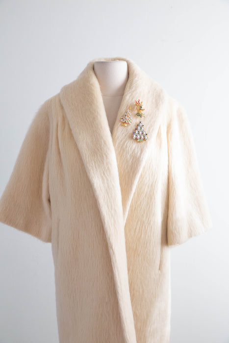 Dreamy Early 1960's Pastel Candy 🍭 Striped Ivory Lilli Ann Cocoon Coat / Petite SM