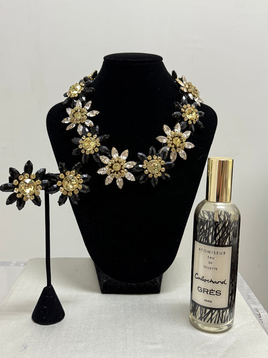 Spectacular 1950's Miriam Haskell Floral Necklace & Earring Set
