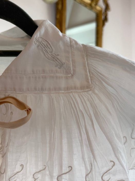 Romantic Edwardian Cotton Batiste Embroidered Nightgown / SM