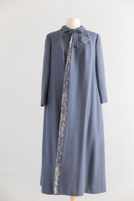 Stunning 1950's Don loper of California Silk Lined Swing Coat in French Blue / SM