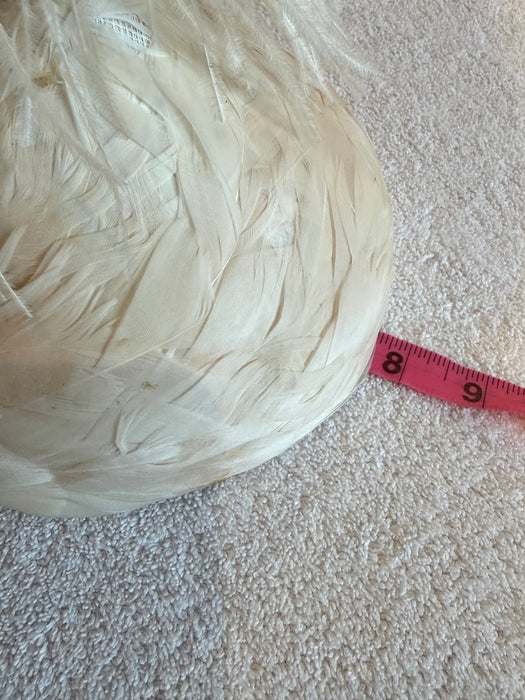 Wonderful Whimsical Midcentury Ivory Ostrich Feather Pom Pom Hat / OS