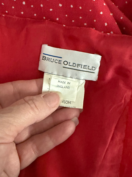 Rare 1980s Bruce Oldfield Red Strapless Princess Di Polka Dot Dress / Small