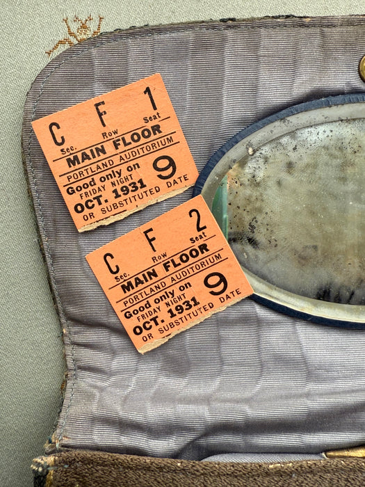 🪞Antique Embroidered Figural Handbag, c. 1895-1910 with Tickets!