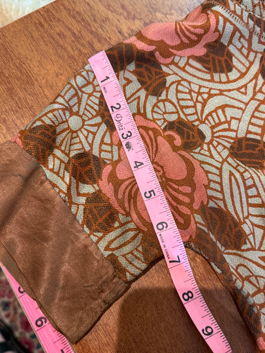 Rare 1920’s Silk Crepe Autumn Floral Print Day Dress / S