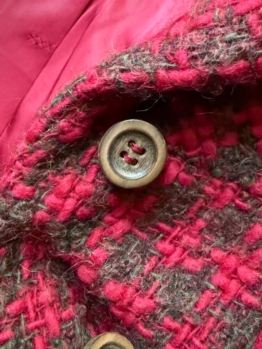 Gorgeous 1960's Crimson & Cocoa Wool Boucle' Jacket / M