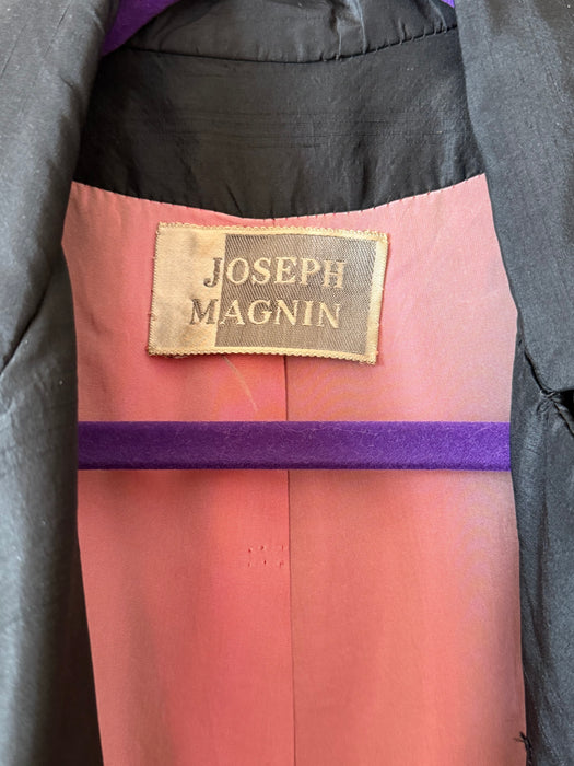 Exquisite 1950's Joseph Magnin Silk Princess Coat With Trapunto Skirt and Pink Lining / M