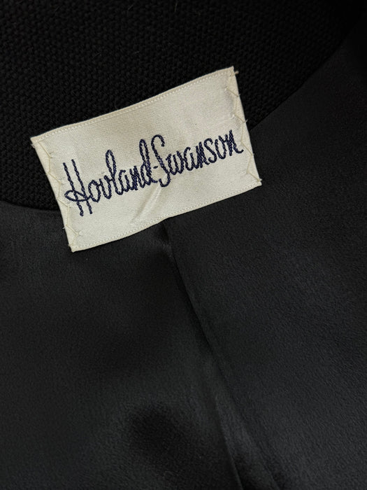 Iconic 1960's Hovland Swanson Black Wool Coat With Soutache  / M