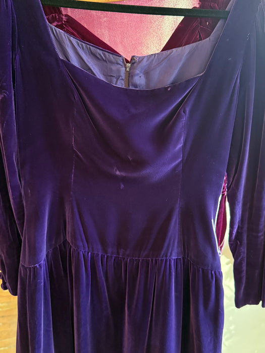 Exquisite Vintage Oscar de la Renta Aubergine Velvet Evening Dress / S