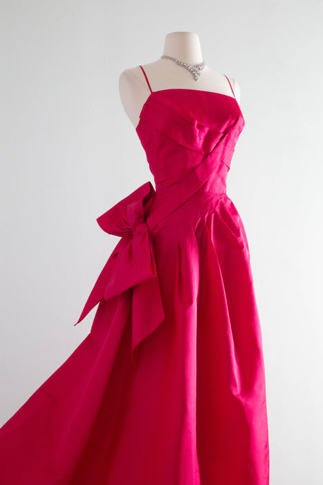 Spectacular 1950’s Frank Starr Camellia Pink Silk Evening Gown / Small