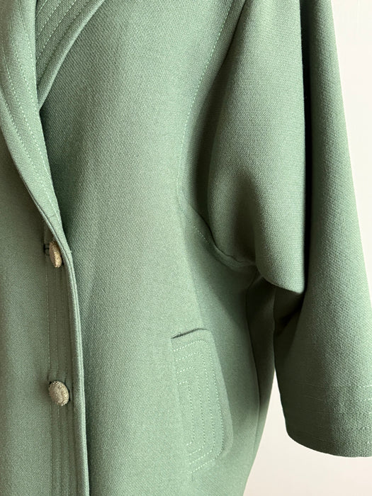 Stunning 1950’s Sage Green Ladies Wool Overcoat / ML