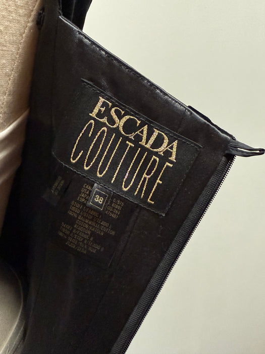 Stunning 1980s Escada Couture Black Harlequin Evening Gown / SM