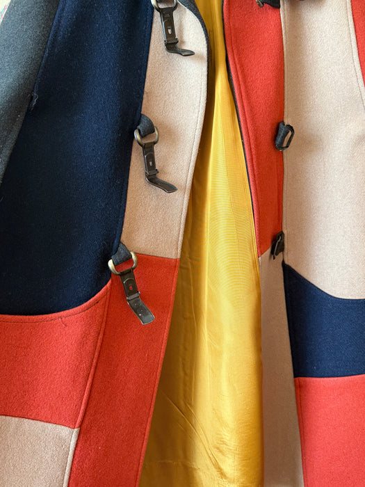 Fabulous 1960’s Autumnal Wool Color Block Cape / OS